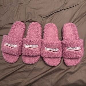 Balenciaga Plush Pink Slippers